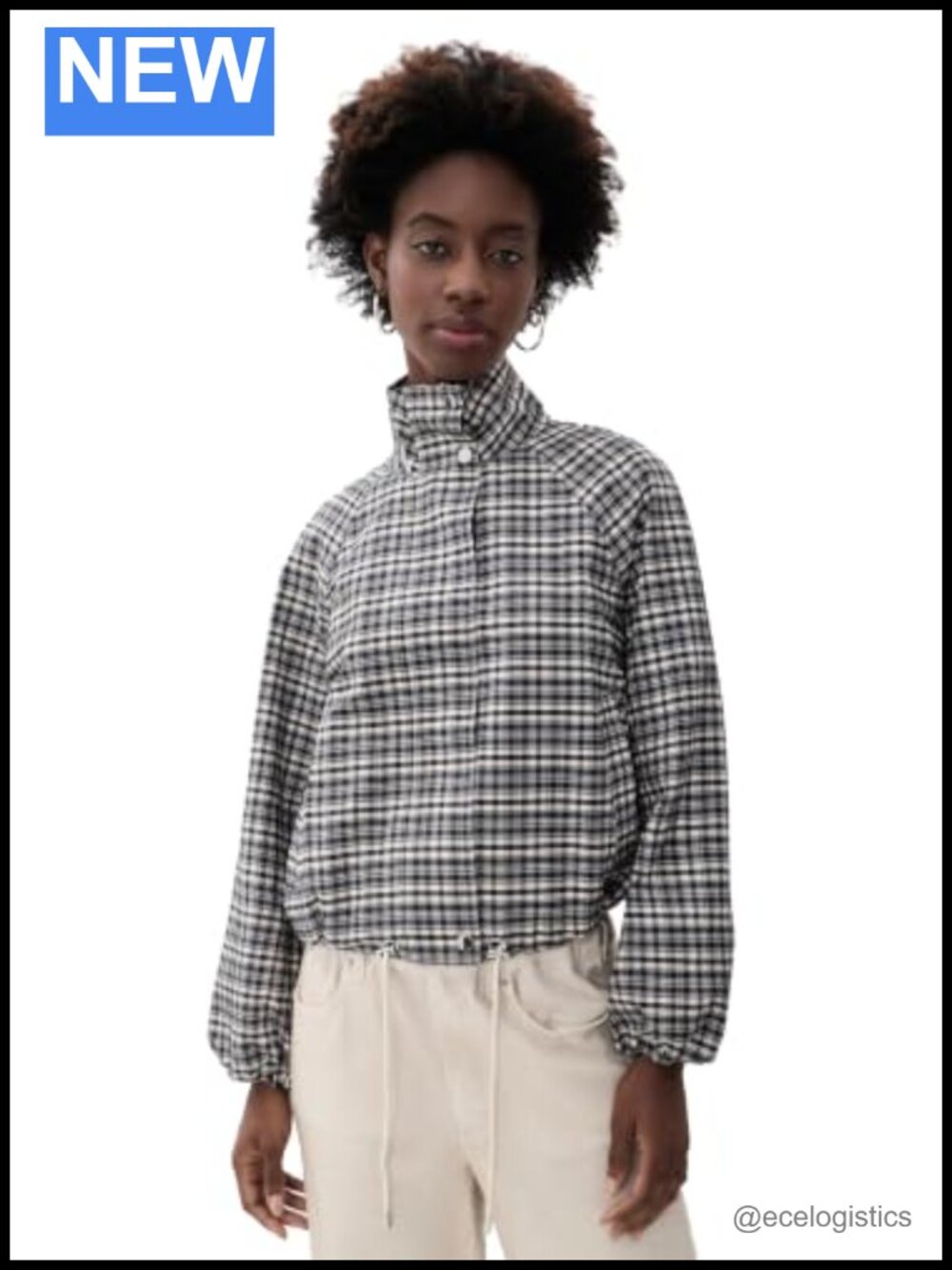 Women's Cotton Blake Jacket Snap Flap Funnel Neck